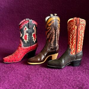 Set of Three Miniature Cowboy Boots